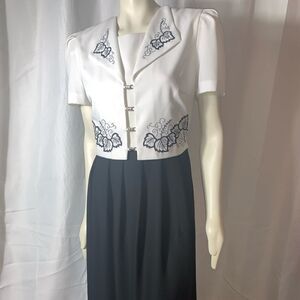 Vintage Periwinkle‎ black and white puff sleeve dress Size 10